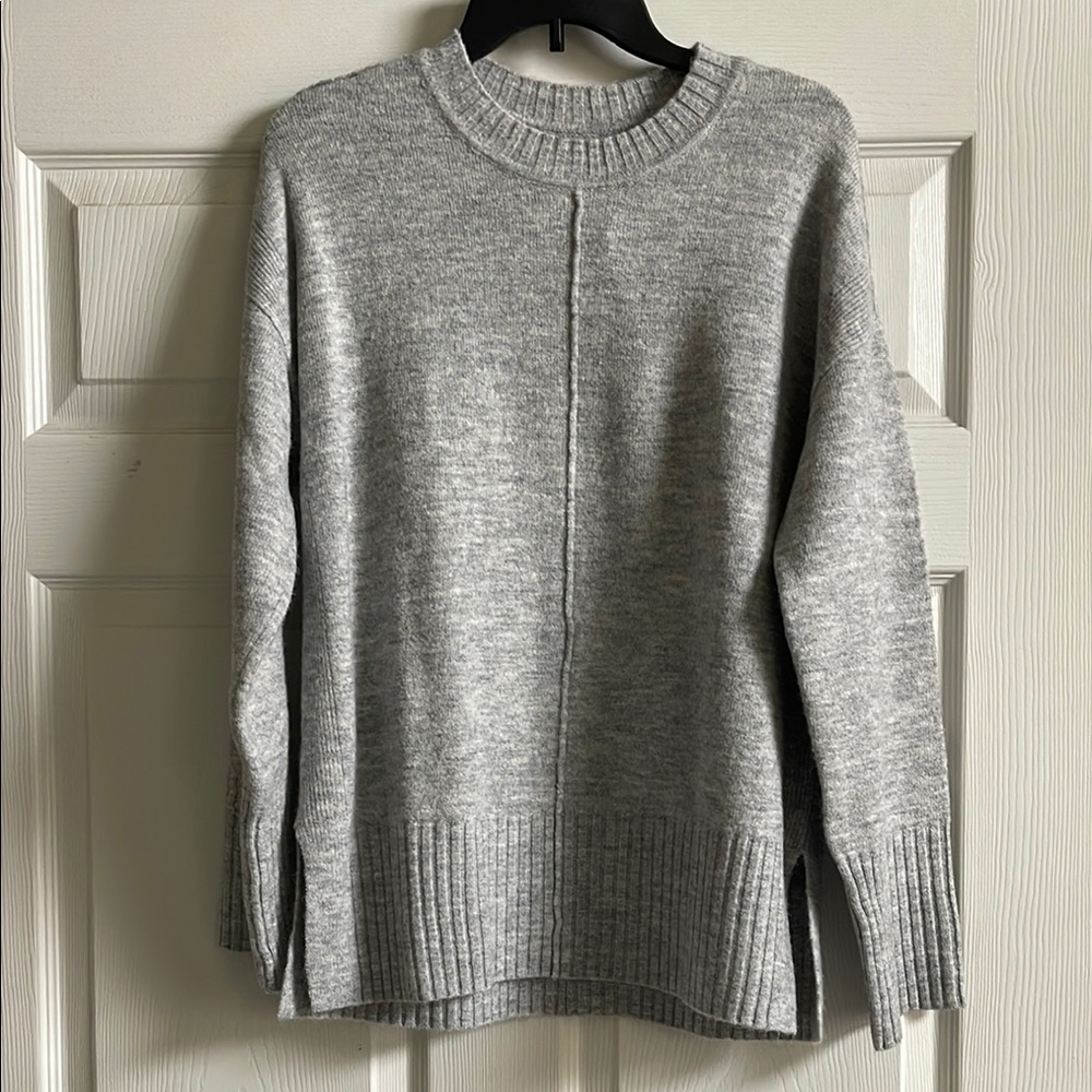 LOFT Light Gray Crew Neck Sweater